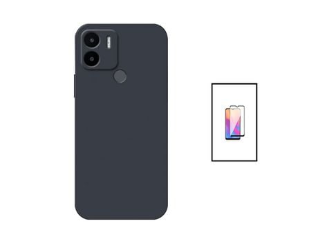 Kit Protector de Pantalla de Cristal Templado 5D Full Cover + Carcasa Silicone Líquido Xiaomi Redmi A1 PHONECARE Negro