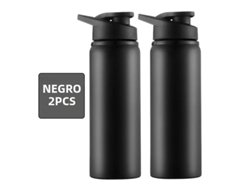 Botellas de agua portátiles de metal, reutilizables y a prueba de fugas. Mdug (negras, 2 unidades)