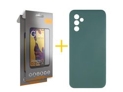 Pack 2 X Película Cristal Templado Full + Funda SKYHE por Samsung Galaxy A54 5G Silicona Líquida Verde