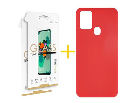 Kit 1 Protector de Pantalla de Cristal Templado 2.5D + Carcasa para TCL 305.0 SKYHE Rojo