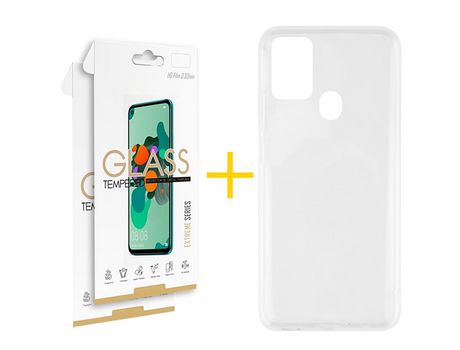 Kit 2 Protector de Pantalla de Cristal Templado 2.5D + Carcasa para TCL 305.0 SKYHE Transparente