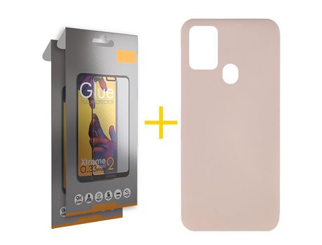 Kit 2 Protector de Pantalla de Cristal Templado Full + Carcasa para TCL 306.0 GANDY Rosa