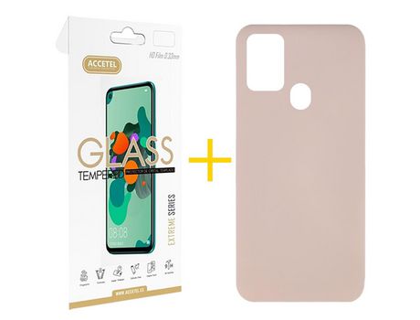 Kit 1 Protector de Pantalla de Cristal Templado 2.5D + Carcasa para TCL 305.0 GANDY Rosa