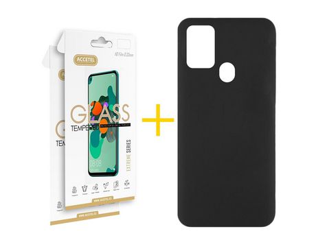 Kit 1 Protector de Pantalla de Cristal Templado 2.5D + Carcasa para TCL 305.0 GANDY Negro