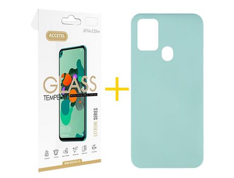Kit 1 Protector de Pantalla de Cristal Templado 2.5D + Carcasa para TCL 305.0 GANDY Verde