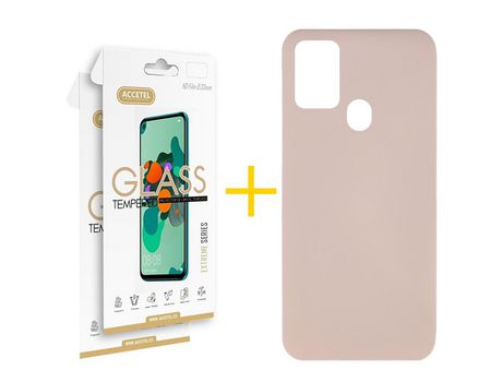 Kit 2 Protector de Pantalla de Cristal Templado 2.5D + Carcasa para TCL 305.0 GANDY Rosa