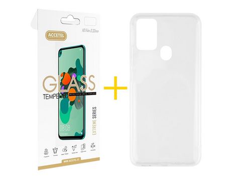 Kit 1 Protector de Pantalla de Cristal Templado 2.5D + Carcasa para TCL 305.0 GANDY Transparente