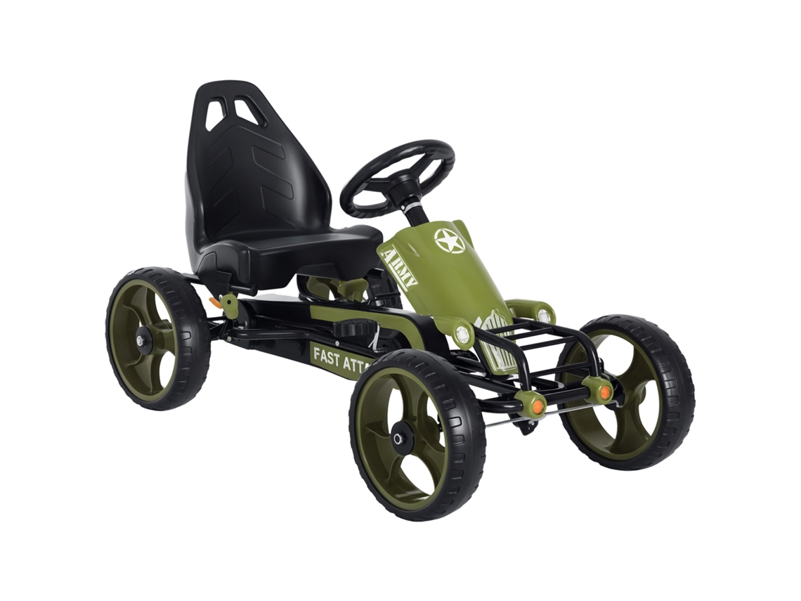 Coche De Pedales Infantil Con Freno De Embrague Y Asiento Ajustable, Color Verde.