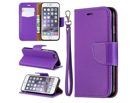 Carcasa PU lichia roxo con apoyo por Apple iPhone 6/6s