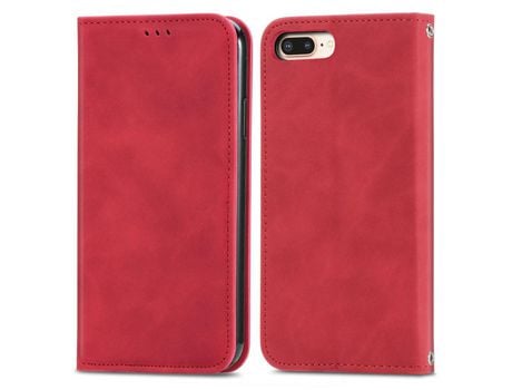 Funda TPU + PU con suporte magnético y ranhura por tarjetas rojo por iPhone 6 Plus/7 Plus/8 Plus 5.5 inch
