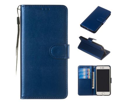 Carcasa PU color pura con suporte azul por Apple iPhone 6/6s 4.7 pouces