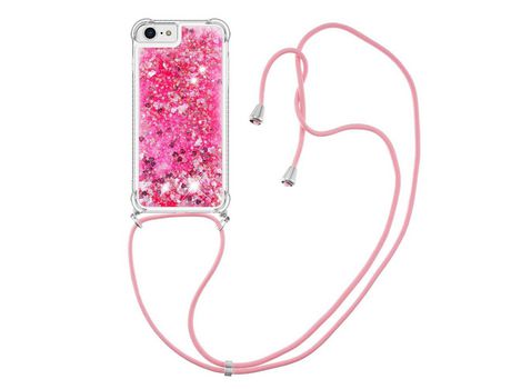 Funda TPU patrón de areia movediça brilhante con cabo ajustável Rosa/corazones por iPhone SE (2022)/SE (2020)/6/7/8