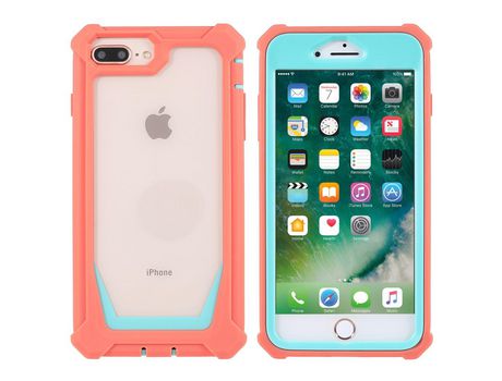 Funda TPU + acrílico 2 en 1 desmontable Rosa coral/verde azulado por iPhone 6 Plus/7 Plus/8 Plus/6s Plus 5.5 inch