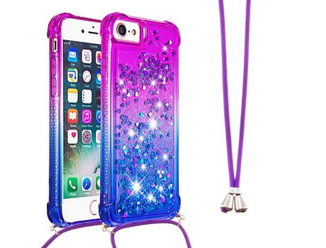 Funda TPU patrón de areia movediça gradiente de brilho con bandolera púrpura/azul por iPhone 6/6s/7/8 4.7-inch/SE (2nd Gen)