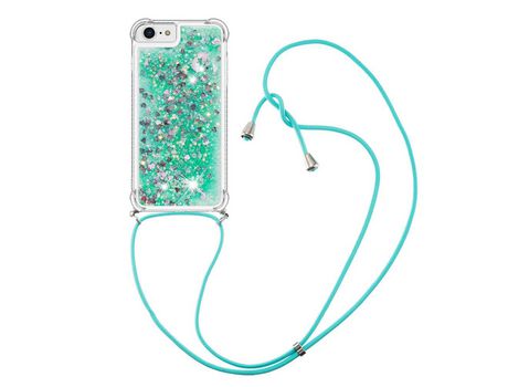 Funda TPU patrón de areia movediça brilhante con cabo ajustável Verde/corazones por iPhone SE (2022)/SE (2020)/6/7/8