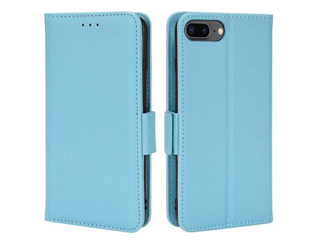 Funda PU textura de lichi azul claro por iPhone 6 Plus/6s Plus/7 Plus/8 Plus 5.5 inch