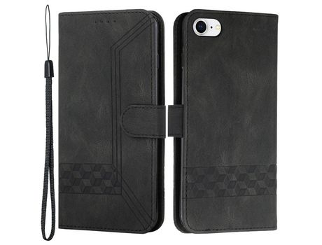 Funda PU patrón a prueba de choques losango y linhas negro por iPhone 6/7/8/SE (2nd Gen)
