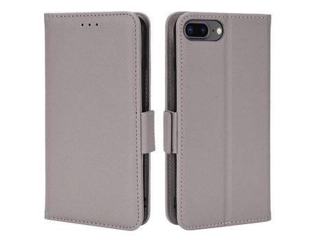 Funda PU textura de lichi cinza por iPhone 6 Plus/6s Plus/7 Plus/8 Plus 5.5 inch