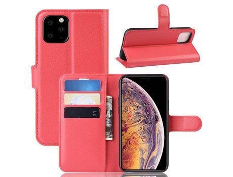 Carcasa PU rojo con apoyo por Apple iPhone 6.5 (2019)