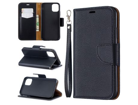 Carcasa PU lichia negro con apoyo por Apple iPhone 6.1 (2019)