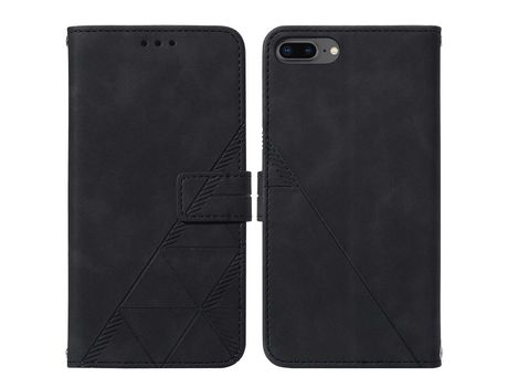 Funda PU dupla face Cerrar magnético patrón de linhas negro por iPhone 6 Plus 5.5 inch/7 Plus 5.5 inch/8 Plus 5.5 inch