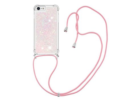 Funda TPU patrón de areia movediça brilhante con cabo ajustável Rosa/pentagramas por iPhone SE (2022)/SE (2020)/6/7/8
