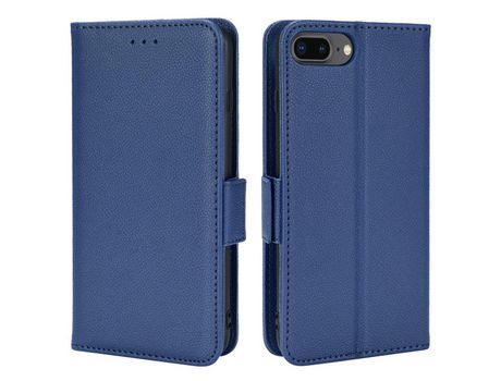 Funda PU textura de lichi azul escuro por iPhone 6 Plus/6s Plus/7 Plus/8 Plus 5.5 inch