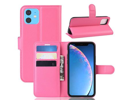 Carcasa PU rosa con apoyo por Apple iPhone 6.1 (2019)