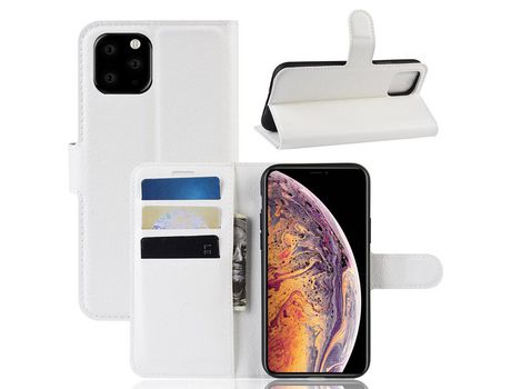 Carcasa PU branco con apoyo por Apple iPhone 6.5 (2019)