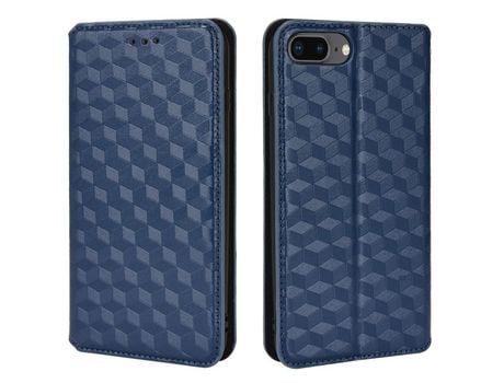 Funda PU Anti-lágrimas patrón de losango con soporte azul por iPhone 6 Plus/6s Plus/7 Plus/8 Plus 5.5 inch
