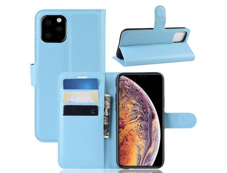 Carcasa PU azul claro con apoyo por Apple iPhone 6.5 (2019)