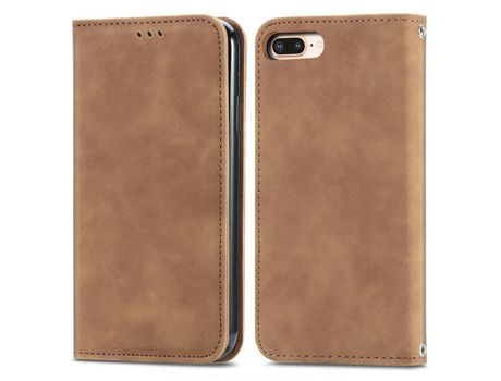 Funda TPU + PU con suporte magnético y ranhura por tarjetas marrón por iPhone 6 Plus/7 Plus/8 Plus 5.5 inch