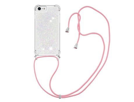 Funda TPU patrón de areia movediça brilhante con cabo ajustável Laser/corazones por iPhone SE (2022)/SE (2020)/6/7/8