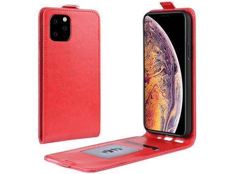 Carcasa PU flip vertical con slot por tarjeta rojo por Apple iPhone 6.5 (2019)