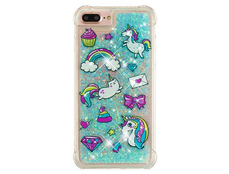 Funda TPU patrón de brilho en movimento de areia movediça Unicórnios y gato por iPhone 6 Plus/6s Plus/7 Plus/8 Plus 5.5 inch
