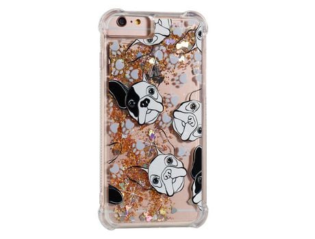 Funda TPU patrón de brilho en movimento de areia movediça Filhote de cachorro negro/branco por iPhone 6 Plus/6s Plus/7 Plus/8 Plus 5.5 inch