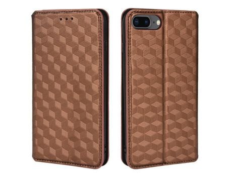 Funda PU Anti-lágrimas patrón de losango con soporte marrón por iPhone 6 Plus/6s Plus/7 Plus/8 Plus 5.5 inch