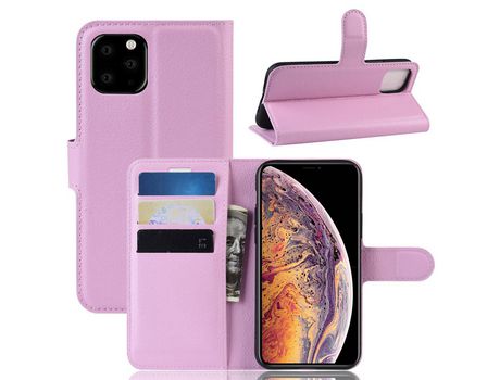 Carcasa PU rosa con apoyo por Apple iPhone 6.5 (2019)
