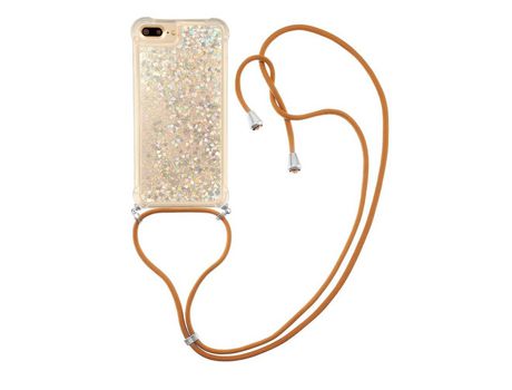 Funda TPU patrón de brilho de areia movediça con cabo ajustável corazones de prata por iPhone 6 Plus/6s Plus/7 Plus/8 Plus 5.5 inch