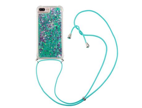 Funda TPU patrón de brilho de areia movediça con cabo ajustável corazones verdes por iPhone 6 Plus/6s Plus/7 Plus/8 Plus 5.5 inch
