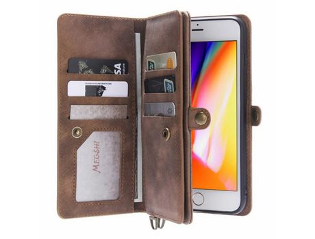 Funda PU absorción magnética marrón por iPhone 6 Plus/6s Plus/7 Plus/8 Plus 5.5 inch