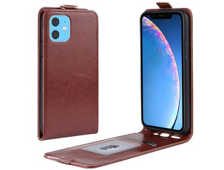 Carcasa PU aleta vertical marrom por Apple iPhone 6.1 (2019)
