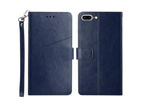 Funda PU patrón de linhas en forma de y magnético a prueba de choques azul por iPhone 6 Plus/6s Plus/7 Plus/8 Plus 5.5 inch