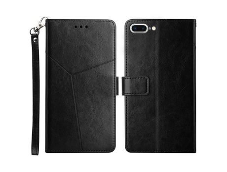 Funda PU patrón de linhas en forma de y magnético a prueba de choques negro por iPhone 6 Plus/6s Plus/7 Plus/8 Plus 5.5 inch