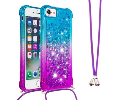 Funda TPU patrón de areia movediça gradiente de brilho con bandolera Cielo azul/púrpura por iPhone 6/6s/7/8 4.7-inch/SE (2nd Gen)