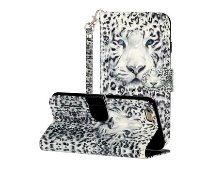 Carcasa PU impresión de normas de blanqueamiento con pontos de luz con apoyo leopardo por Apple iPhone 6/6s 4.7