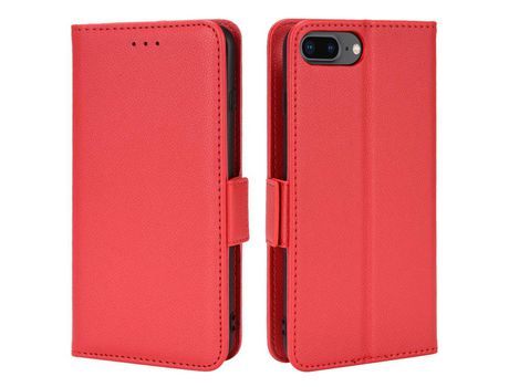 Funda PU textura de lichi rojo por iPhone 6 Plus/6s Plus/7 Plus/8 Plus 5.5 inch