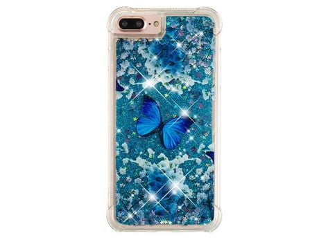 Funda TPU patrón de brilho en movimento de areia movediça mariposa azul por iPhone 6 Plus/6s Plus/7 Plus/8 Plus 5.5 inch