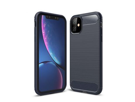 Carcasa TPU fibra de carbono anti-queda azul oscuro por Apple iPhone 6.1 (2019)