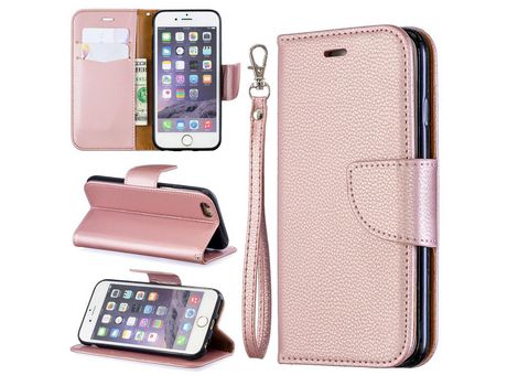Carcasa PU lichia ouro rosa con apoyo por Apple iPhone 6/6s